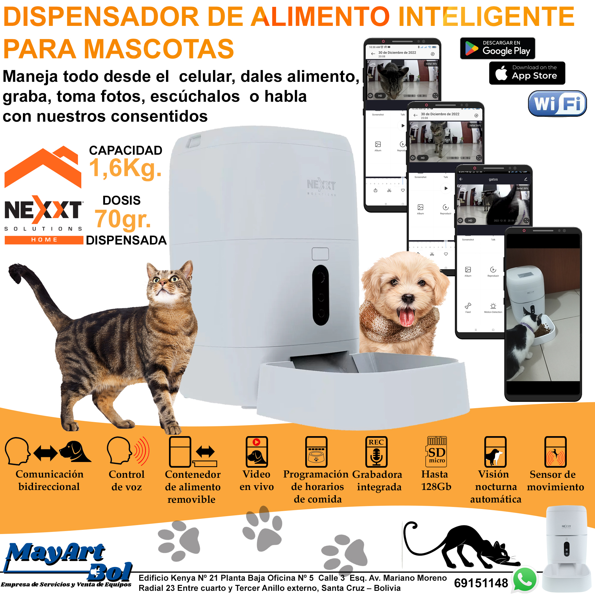Dispensador inteligente de alimento para mascotas NEXXT