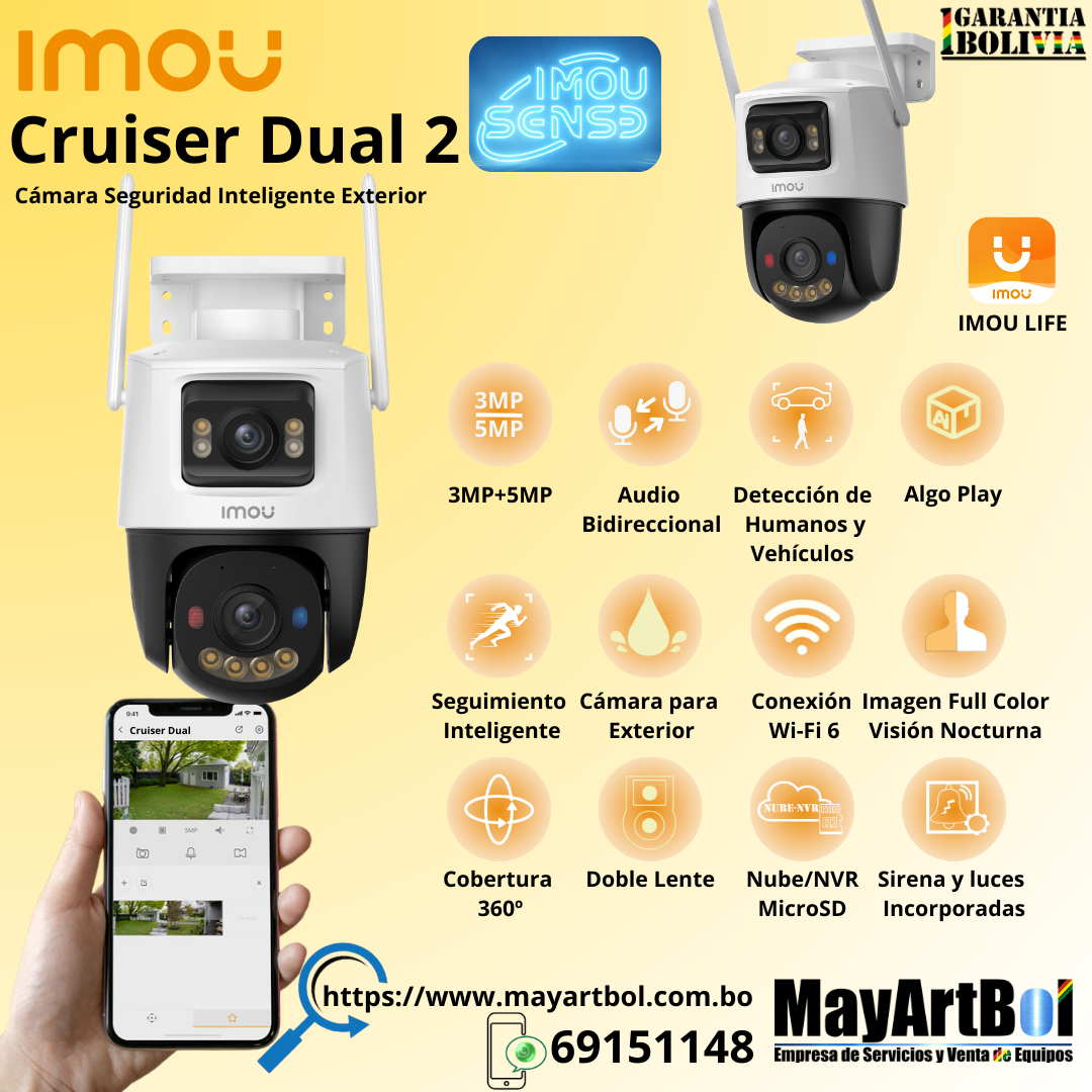 IMOU CRUISER DUAL 2, Cámara Wi-Fi inteligente para Exterior
