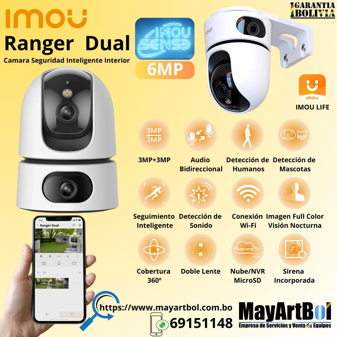 IMOU RANGER DUAL, Cámara Wi-Fi inteligente para Interior